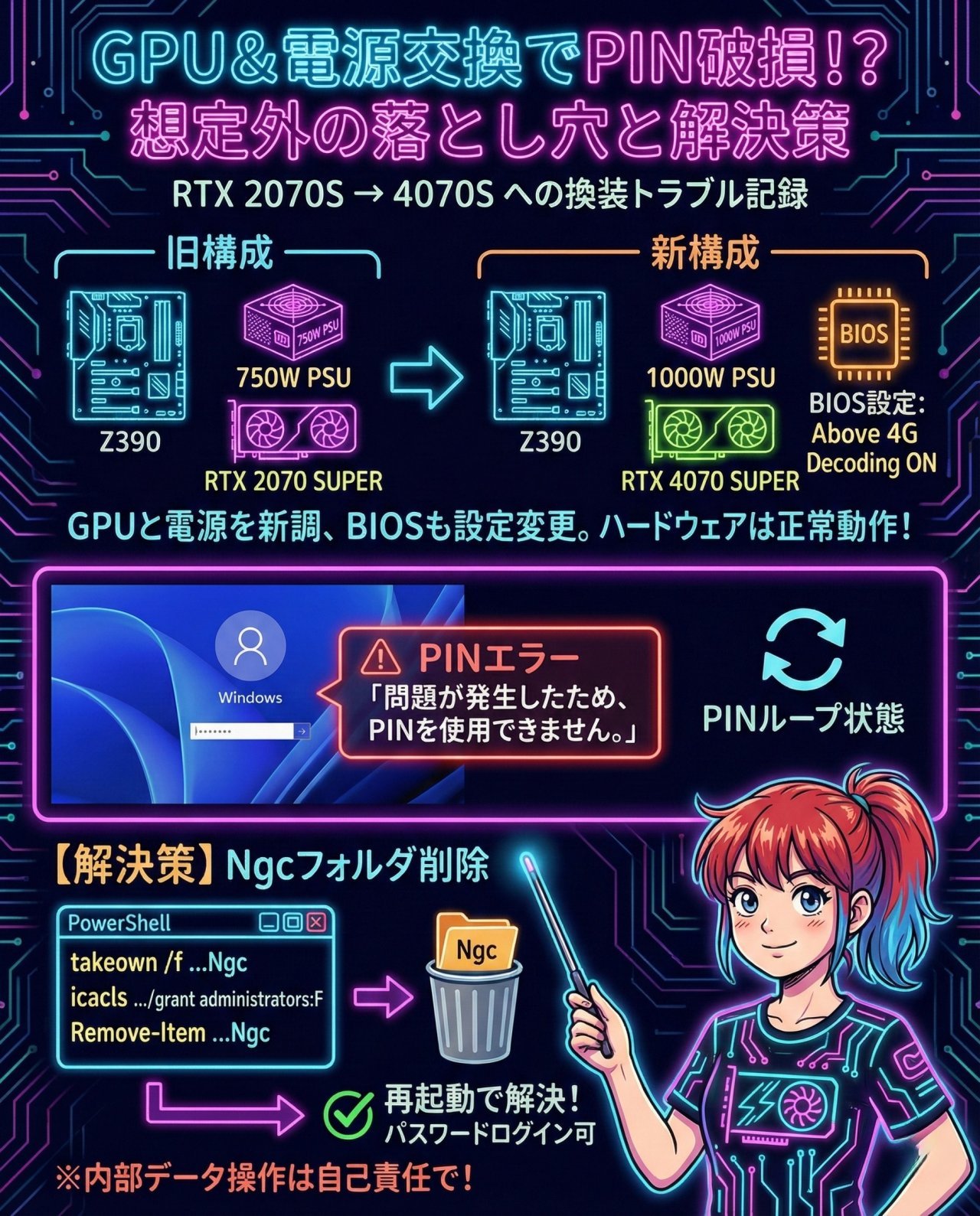 ASUS TUF Z390-PLUS GAMINGでGPUと電源を刷新したらWindows 11のPINログインが壊れた話